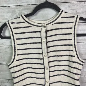 Madewell Split-Crewneck Cardigan Tank in Stripe Size XS thumbnail 5