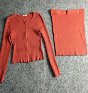 Active USA Woman’s Large stretchy Brick Red Zip-Up Sweater and under shirt thumbnail 1
