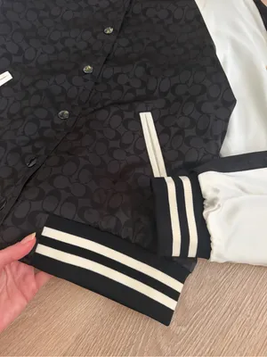 NWT Coach Reversible Signature C Varsity Bomber Jacket Black White Size S CAH06 thumbnail 9