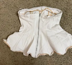 Women’s Jean White Strapless Flared Top thumbnail 1