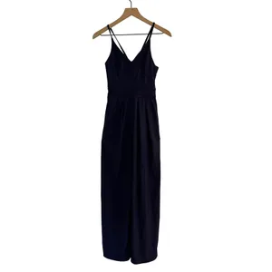 Halara | Navy Blue V Neck Double Strap Wide Leg Jumpsuit‎ with Pockets, Size XS thumbnail 3