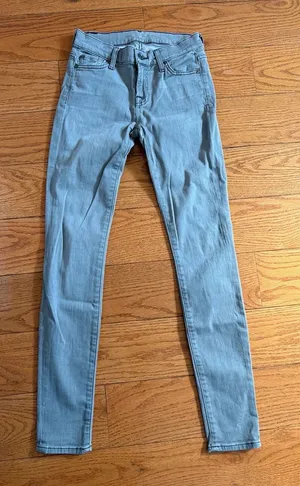 7 For All Mankind The Skinny Gray Stretch Jeans Size 25 thumbnail 1