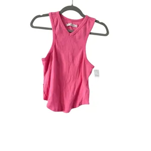 Women's We The Free Pink Ribbed V-Neck Tank Top L thumbnail 3