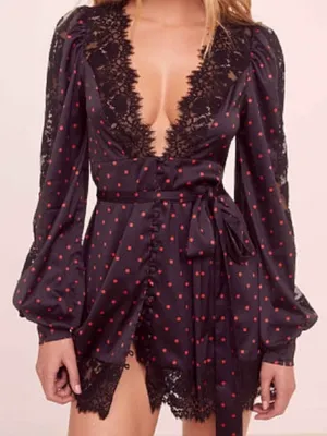 For Love & Lemons Melrose Robe Dress Polkadot Size Small thumbnail 1