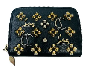 Christian Louboutin‎ Panettone Spikes Coin Zip Around Wallet In Black Pre-owned thumbnail 1