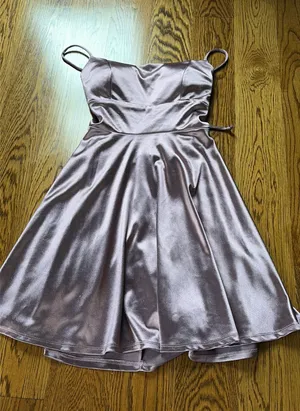 Windsor satin dusty purple tie back dress thumbnail 1
