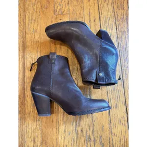 Stuart Weitzman Boots Womens Size 6.5 Brown Leather Ankle Block Heel Zip OW32737 thumbnail 9