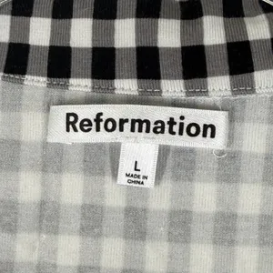 Reformation Gingham Sleeveless Button Down Top Black White Check Large thumbnail 2