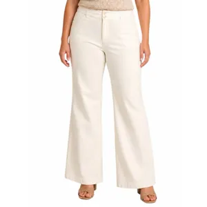 Old Navy Flare Pants 24 Plus Stretch Cotton Mid Rise Wide Leg Cream Casual thumbnail 9