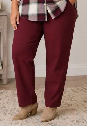 Chico's So Slimming Women's Size 2 Pants Burgundy Wine Pull On Stretch thumbnail 1