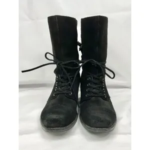 Latigo Portland Black Suede Lace Up Boots Side Zip Chunky Heel Boho Sz 7.5 thumbnail 2