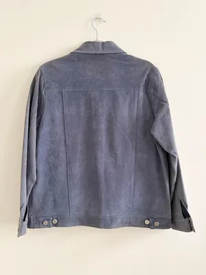 Club Monaco Slate Blue Suede Jacket Gray Size M thumbnail 2