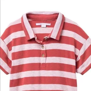 O'Neill Polo Shirt Striped Terracotta Cropped Short Sleeve S Boho‎ Skater Surf thumbnail 2