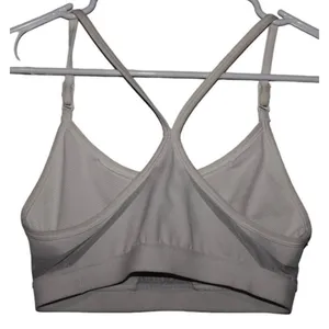 Women's Nike Dri-FIT White Gray Athletic Elastic Racerback Sports Bra Size Small thumbnail 2