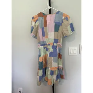 Anthropologie || Somerset Pastel Color Block Mini Dress Small 100% Cotton thumbnail 3