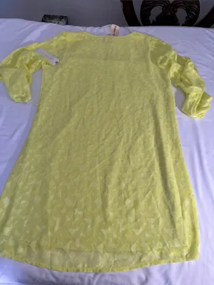 Ina Pale Yellow Geometric Sheer Tunic Size L thumbnail 4