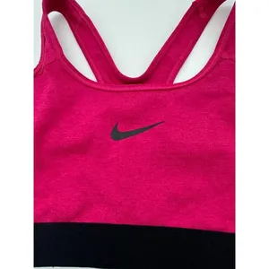 Nike Pro Racerback Sports Bra Bright Pink/Black Dri-Fit Wireless Womens Medium M thumbnail 4