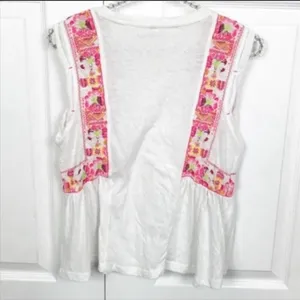 Free People Size XS White‎ Cotton Embroidered Marcy Cut Sleeveless Tank thumbnail 5