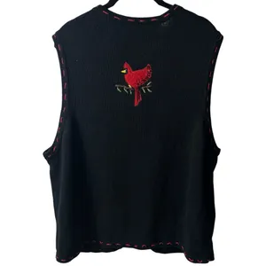 Vintage White Stag Button Up Sweater Vest Cardinals Holiday Cabin Cozy‎ 18W/20W thumbnail 5