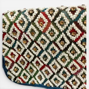 Anthropologie Fiona Beaded Bag Geometric Edition Moody‎ Flower Teal Blue New thumbnail 6