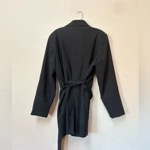 FS Limited Black Belted Jacket Asymmetrical Zip Trench Coat L thumbnail 7