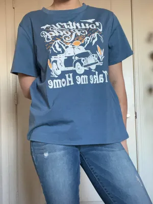 Cute Vintage Style Country T Blue Size M thumbnail 1