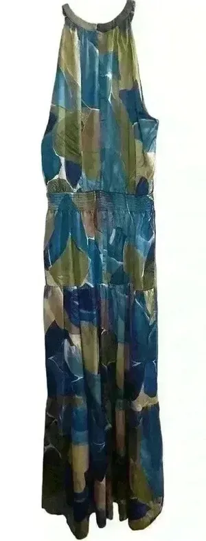 Nicole Miller Women's Sleeveless Halter Maxi Dress M‎ Multicolor Formal thumbnail 1