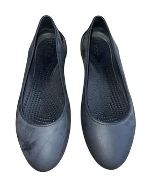 Iconic Crocs Laura Ballet Flats Black Size 8 Comfort Ballerina Slip on Rubber thumbnail 1