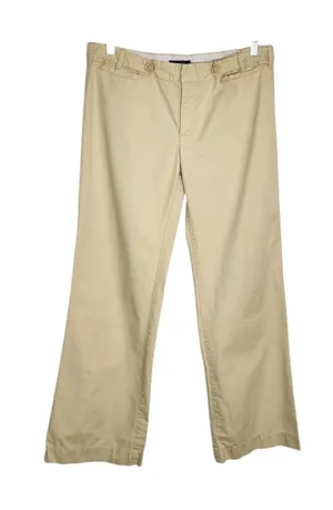 Old Navy Vintage Low Waist Pale Yellow Wide Leg Chino Pants Size 12 Flaw thumbnail 1