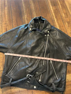 Free People Melanie Moto Jacket XS Black Faux Leather Belted Biker thumbnail 6