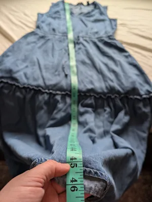 Lands' End Sleeveless Lyocell Tiered Midi Dress Small Blue thumbnail 7