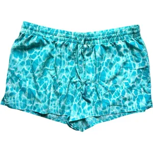 Womens City Streets Woven Shorts Teal Mermaid Tie Dye Swim Cover Up Shorts Sz L thumbnail 3