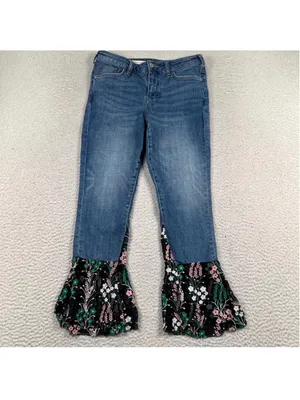 Anthropologie Pilcro & The Letterpress Floral Hem Jeans thumbnail 2