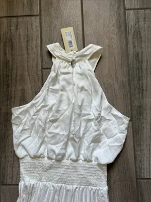 Ramy Brook White Halter Pleated Maxi Dress thumbnail 7