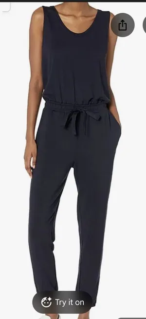 Daily Ritual NWT Navy Blue Tank Top Straight Leg Jumpsuit Size XL thumbnail 1