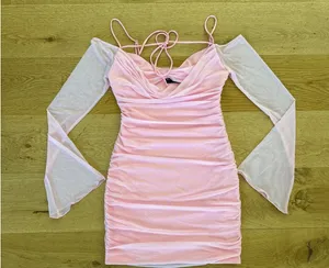 White Fox Boutique - International Love Long Sleeve Mini Dress in Pink thumbnail 1