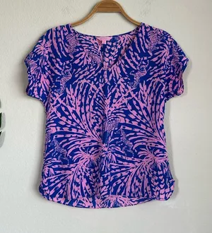Lilly Pulitzer Silk Zebra and Palm Print Top thumbnail 1