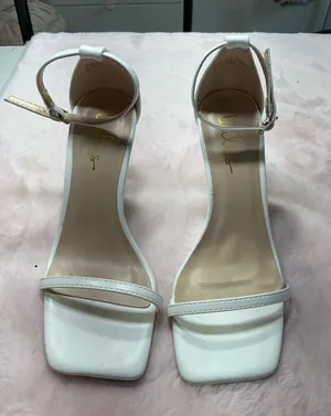 Lulu's White Ankle-Strap Square-Toe Heels b113 thumbnail 1