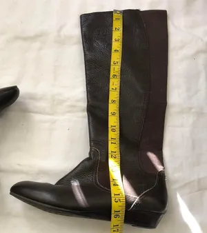 Antonio Melani Brown genuine leather riding knee-high boots 1” heels wedges gold accents - Size 7.5M - #streetwear #whimsygoth #minimalist #western #preppy thumbnail 5