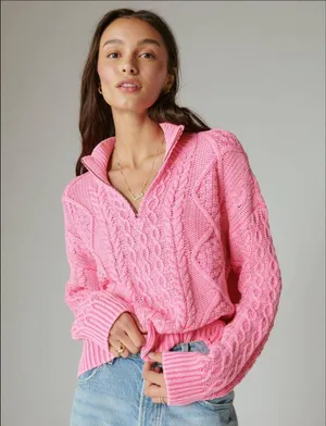 Lucky Brand Cable Zip mock Neck Sweater thumbnail 1