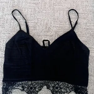Free People Black Crochet Hem Crop Top thumbnail 2