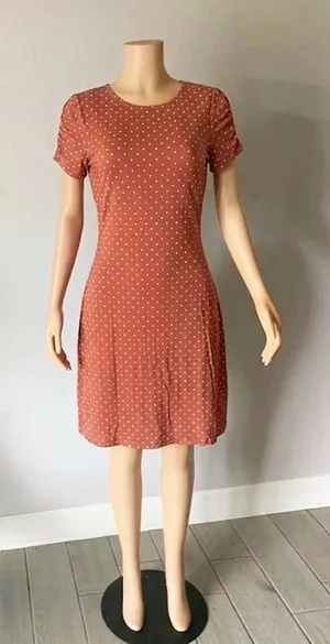 Old Navy Women's Polka Dot Dress Terracotta Rust Size M Casual Short Sleeve Midi thumbnail 1