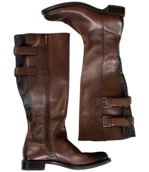 EUC Ecco Leather Satorelle Adjustable Calf Knee High Boots Brown Size 6 thumbnail 1