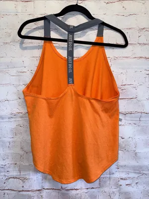 Nike Elastika 2.0 Orange Racerback Tank Gray Straps Medium Dri Fit lightweight thumbnail 4