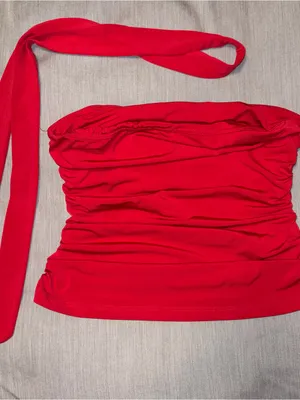 Women's Scarf Tube Top - Wild Fable Brand Target, Red, Small, Tank Top W/ Tie thumbnail 7
