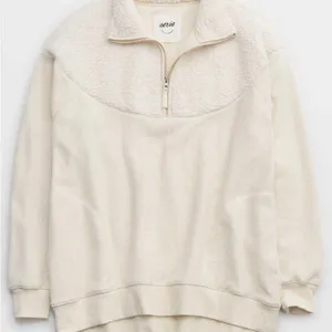Aerie Hometown Holiday Quarter Zip Sweatshirt Size XS Sherpa Oversized Cozy thumbnail 4