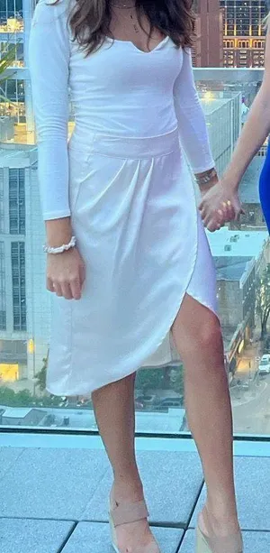 Silk midi skirt White Size M thumbnail 1