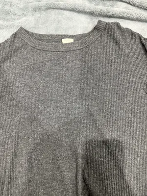 Brandy Melville / John Galt textured ribbed grey shorts sleeve top thumbnail 2