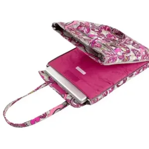 Vintage Vera Bradley Laptop Tote Bag Paisley Plaid case travel quilted pockets thumbnail 1