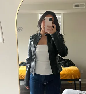 Mango Leather Jacket thumbnail 4